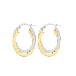 PROMO Boucles d'Oreilles Créoles Fils Carrés Entrelacés en 2 Ors 375 - Emanessence OCARAT.COM BIJOUTERIE N°1