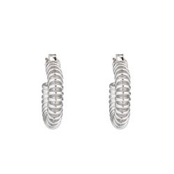 Boucles d'Oreilles Créoles Genève Spirales en Argent 925, Diamètre 25 mm - Una Storia
