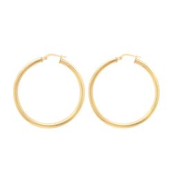 Boucles d'Oreilles Créoles Guadeloupe Fil Rond en Or Jaune 375, Diamètre 40 mm - Emanessence