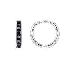 Boucles d'Oreilles Créoles Heritage Fines en Argent & Pierres Noires, Diamètre 20 mm - CR668-643-11 - Thomas Sabo
