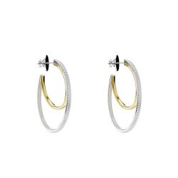 Boucles d'Oreilles Créoles Hyperbola en Métal Bicolore & Cristaux Blancs - 5702400 - Swarovski