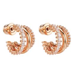 PROMO Boucles d'Oreilles Créoles Hyperbola en Métal Doré Rose & Cristaux Blancs - 5698702 - Swarovski OCARAT.COM BIJOUTERIE N°1