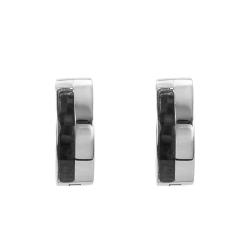 Boucles d'Oreilles Créoles Ivan Noires Acier & Carbone, Diamètre 9 mm - Phebus
