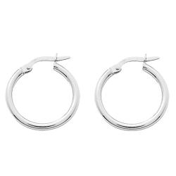 Boucles d'Oreilles Créoles Lisses en Or Blanc 375, Diamètre de 8 mm à 40 mm - Emanessence