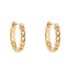 Boucles d'Oreilles Créoles Maille Gourmette en Plaqué Or Jaune, Diamètre 20 mm - Naïades