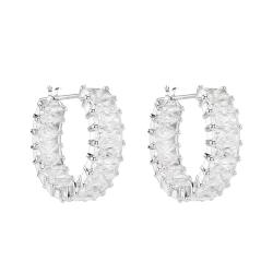 Boucles d'Oreilles Créoles Matrix en Métal Rhodié & Cristaux Blancs - 5733397 - Swarovski