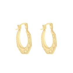 Boucles d'Oreilles Créoles Motifs en Or Jaune 375 - Emanessence