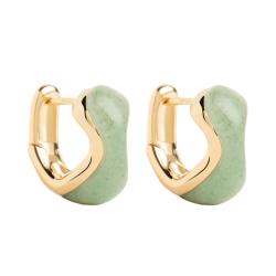PROMO Boucles d'Oreilles Créoles Musa en Argent Doré & Aventurine Verte - AR01-D59 - Pdpaola OCARAT.COM BIJOUTERIE N°1