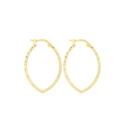 Boucles d'Oreilles Créoles Navettes Facettées en Or Jaune 375 - Emanessence