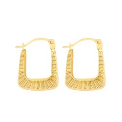 Boucles d'Oreilles Créoles Nervurées en Or Jaune 375 - Emanessence