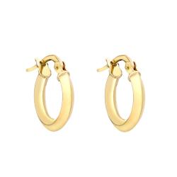 Boucles d'Oreilles Créoles Oline Rétro en Or Jaune 375, Diamètre 13 mm - Emanessence