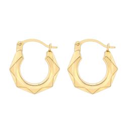 Boucles d'Oreilles Créoles Ondine en Or Jaune 375, Diamètre 15 mm - Emanessence