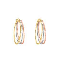 Boucles d'Oreilles Créoles Ovales en 3 Ors 375 - Emanessence