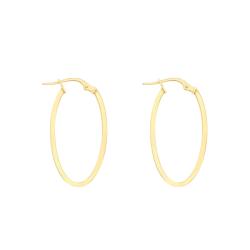 Boucles d'Oreilles Créoles Ovales Fil Carré en Or Jaune 375, Dimension 14 x 30 mm - Emanessence