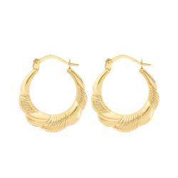 Boucles d'Oreilles Créoles Ovales Paloma en Or Jaune 375 - Emanessence