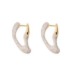 PROMO Boucles d'Oreilles Créoles Pavé Sense en Argent Doré & Oxydes de Zirconium Blancs - AR01-D63 - Pdpaola OCARAT.COM BIJOUTERIE N°1