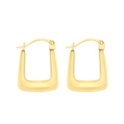Boucles d'Oreilles Créoles Rectangle en Or Jaune 375 - Emanessence