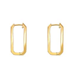 Boucles d'Oreilles Créoles Rectangulaires en Plaqué Or - Naïades