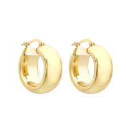Boucles d'Oreilles Créoles Rondes en Or Jaune 375, Diamètre 18 mm - Emanessence