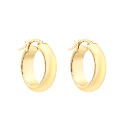 Boucles d'Oreilles Créoles Rondes en Or Jaune 375, Diamètre 19 mm - Emanessence