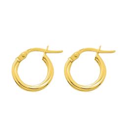 Boucles d'Oreilles Créoles Rondes Torsadées en Or Jaune 375, Diamètre 8 mm - Emanessence