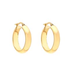 Boucles d'Oreilles Créoles Semi-Bombées en Or Jaune 375, Diamètre 22 mm - Emanessence