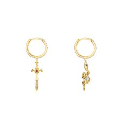 Boucles d'Oreilles Créoles Tempting Romance en Plaqué Or Jaune & Oxydes de Zirconium et Saphir Lab-Grown, Hauteur 33,60 mm - CR7 - Thomas Sabo
