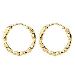 Boucles d'Oreilles Créoles Torsadées en Or Jaune 750, Diamètre 12 mm - Emanessence