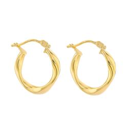 Boucles d'Oreilles Créoles Vague en Or Jaune 375 - Emanessence