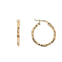 Boucles d'Oreilles Créoles Vriées en Or Jaune 375, Diamètre 20 mm - Lucas Lucor