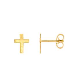 Boucles d'Oreilles Croix en Or Jaune 375 - Bambins