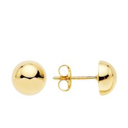 PROMO Boucles d'Oreilles Demi Boules en Or Jaune 750, Diamètre 7 mm - Emanessence OCARAT.COM BIJOUTERIE N°1