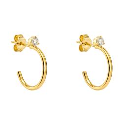 PROMO Boucles D'Oreilles Demi-Cercles Or Jaune 375 & Oxydes De Zirconium - Emanessence OCARAT.COM BIJOUTERIE N°1