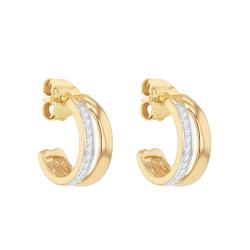 PROMO Boucles d'Oreilles Demi-Créole en Argent 925 Plaqué Or Jaune & Diamants de Synthèse 0,19 ct - Emanessence OCARAT.COM BIJOUTERIE N°1