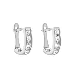 Boucles d'Oreilles Demi Créoles en Or Blanc 375 & Oxydes de Zirconium - Emanessence