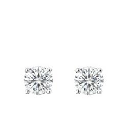Boucles d'Oreilles Diamants de Synthèse 4 Griffes 2x0,40 ct en Or Blanc 375 ou 750 - Ocarat
