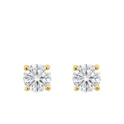 Boucles d'Oreilles Diamants de Synthèse 4 Griffes 2x0,40 ct en Or Jaune 375 ou 750 - Ocarat