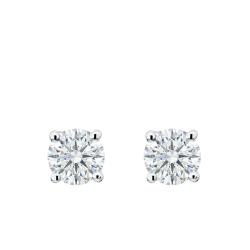 Boucles d'Oreilles Diamants de Synthèse 4 Griffes 2x0,50 ct en Or Blanc 375 ou 750 - Ocarat