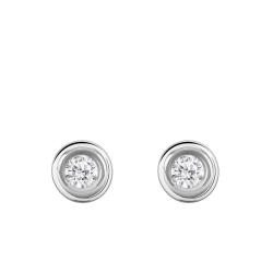 Boucles d'Oreilles Diamants de Synthèse Clos 2x0,08 ct en Or Blanc 375 ou 750 - Ocarat