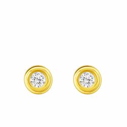 Boucles d'Oreilles Diamants de Synthèse Clos 2x0,08 ct en Or Jaune 375 ou 750 - Ocarat