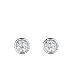 Boucles d'Oreilles Diamants de Synthèse Clos 2x0,15 ct en Or Blanc 375 ou 750 - Ocarat