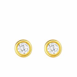Boucles d'Oreilles Diamants de Synthèse Clos 2x0,15 ct en Or Jaune 375 ou 750 - Ocarat