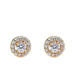PROMO Boucles d'Oreilles Dorées & Halo Pavé Rond - Pandora OCARAT.COM BIJOUTERIE N°1
