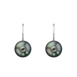 Boucles d'Oreilles Dormeuses en Or Blanc 750 & Perles de Tahiti - Porchet