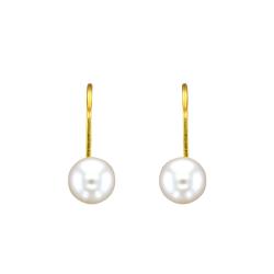 Boucles d'Oreilles Dormeuses en Or Jaune 750 & Perles Akoya - Porchet
