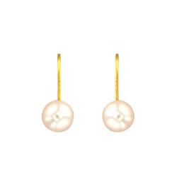 Boucles d'Oreilles Dormeuses en Or Jaune 750 & Perles Blanches - Porchet