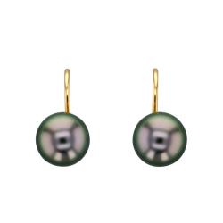 Boucles d'Oreilles Dormeuses en Or Jaune 750 & Perles de Tahiti - Porchet