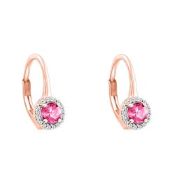 Boucles d'Oreilles Dormeuses en Or Rose & Diamants et Tourmaline 0,59 ct - Aurora