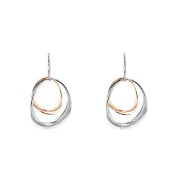Boucles d'Oreilles Double Anneau Gris et Rose - 35000003 - Calvin Klein