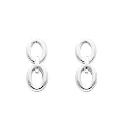 Boucles d'Oreilles Doubles Anneaux Ovales en Argent 925 - Artemis